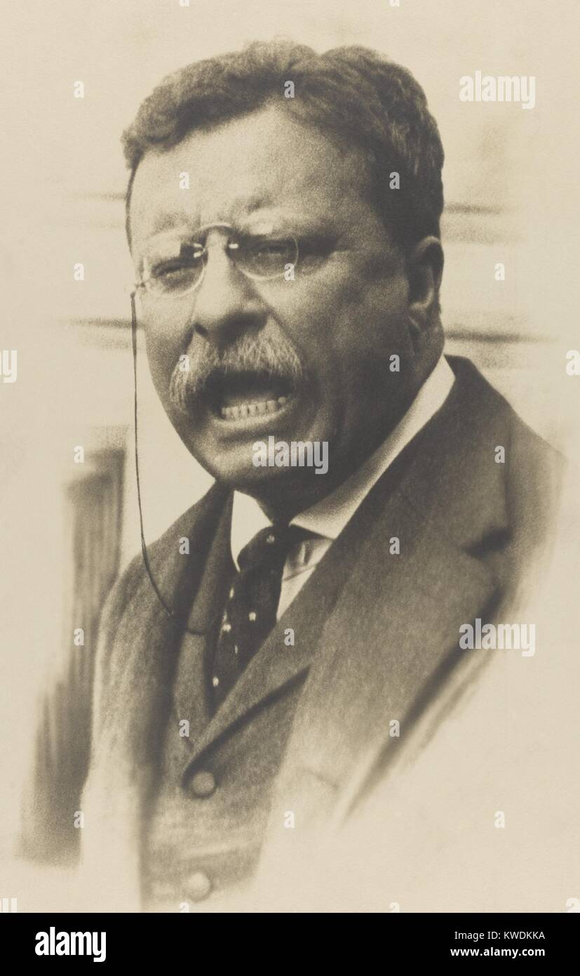 Former President Theodore Roosevelt speaking, c. 1911-12 (BSLOC_2017_8_42) Stock Photo