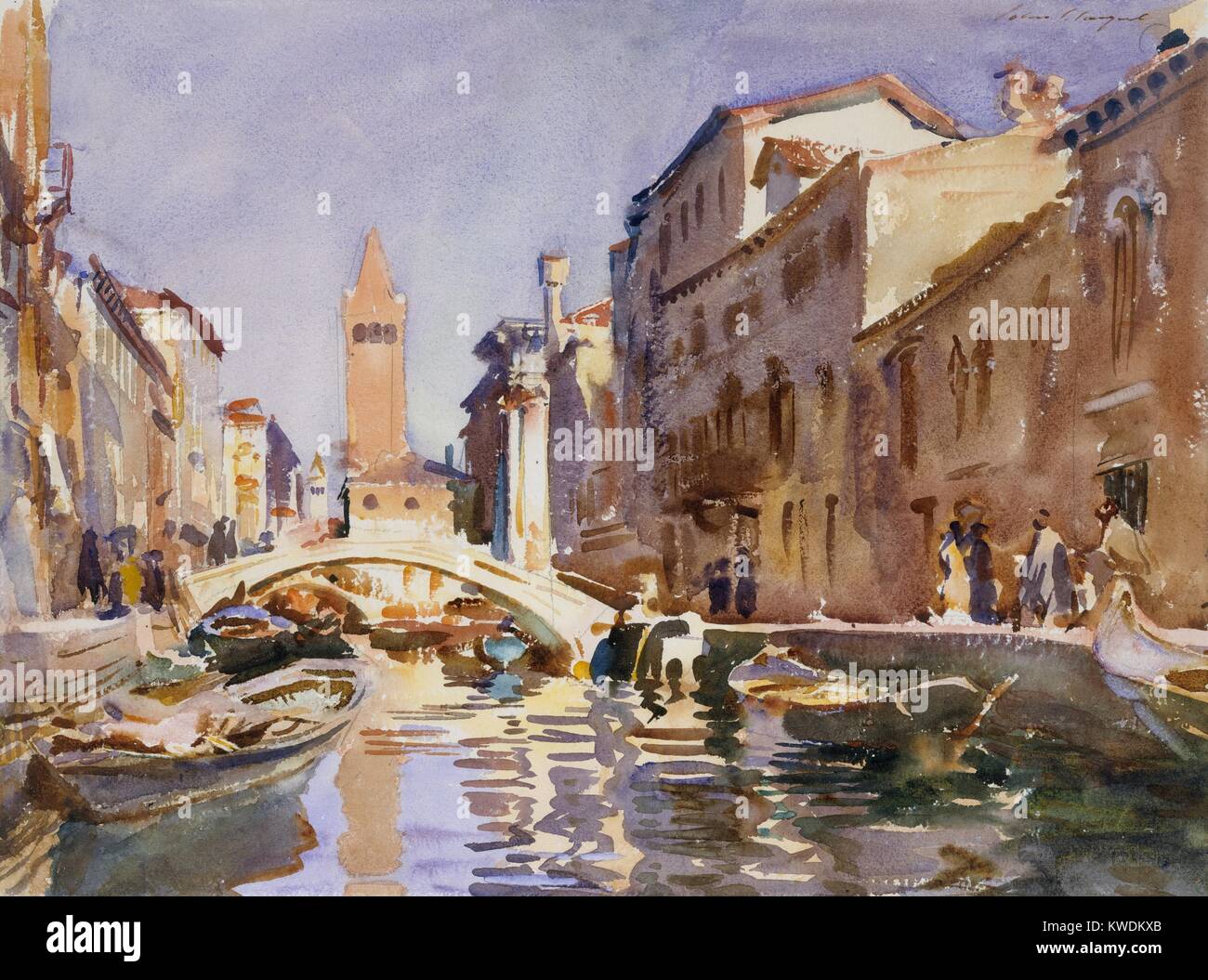 VENETIAN CANAL, by John Singer Sargent, 1913, American watercolor painting. In the background is the Campanile in St. Marks Square (BSLOC 2017 9 50) Stock Photo