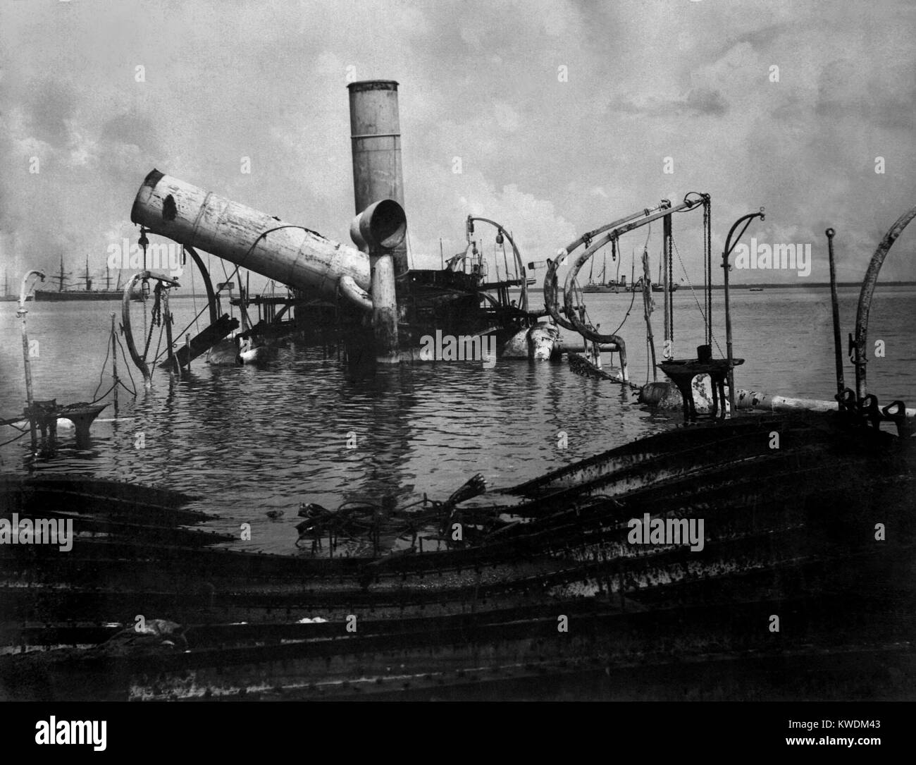 Wreck of Reina Christina, the Spanish flagship, after Battle of Manila Bay, May 1, 1898 (BSLOC 2017 10 64) Stock Photo