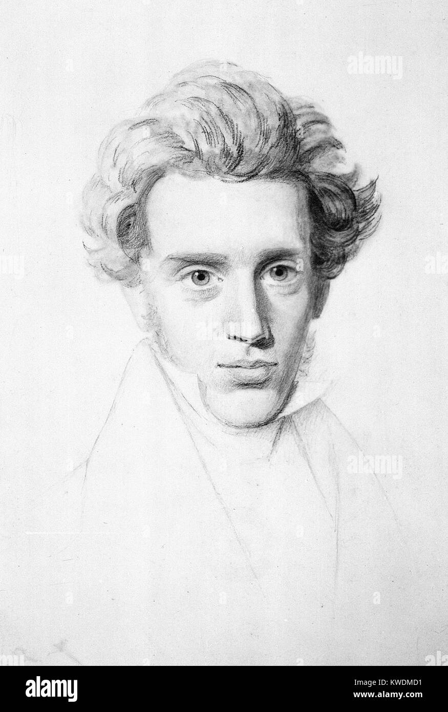 Søren Kierkegaard; drawing by Niels Christian Kierkegaard, circa 1840 a Danish philosopher, theologian, poet, social critic and religious author who is widely considered to be the first existentialist philosopher Stock Photo