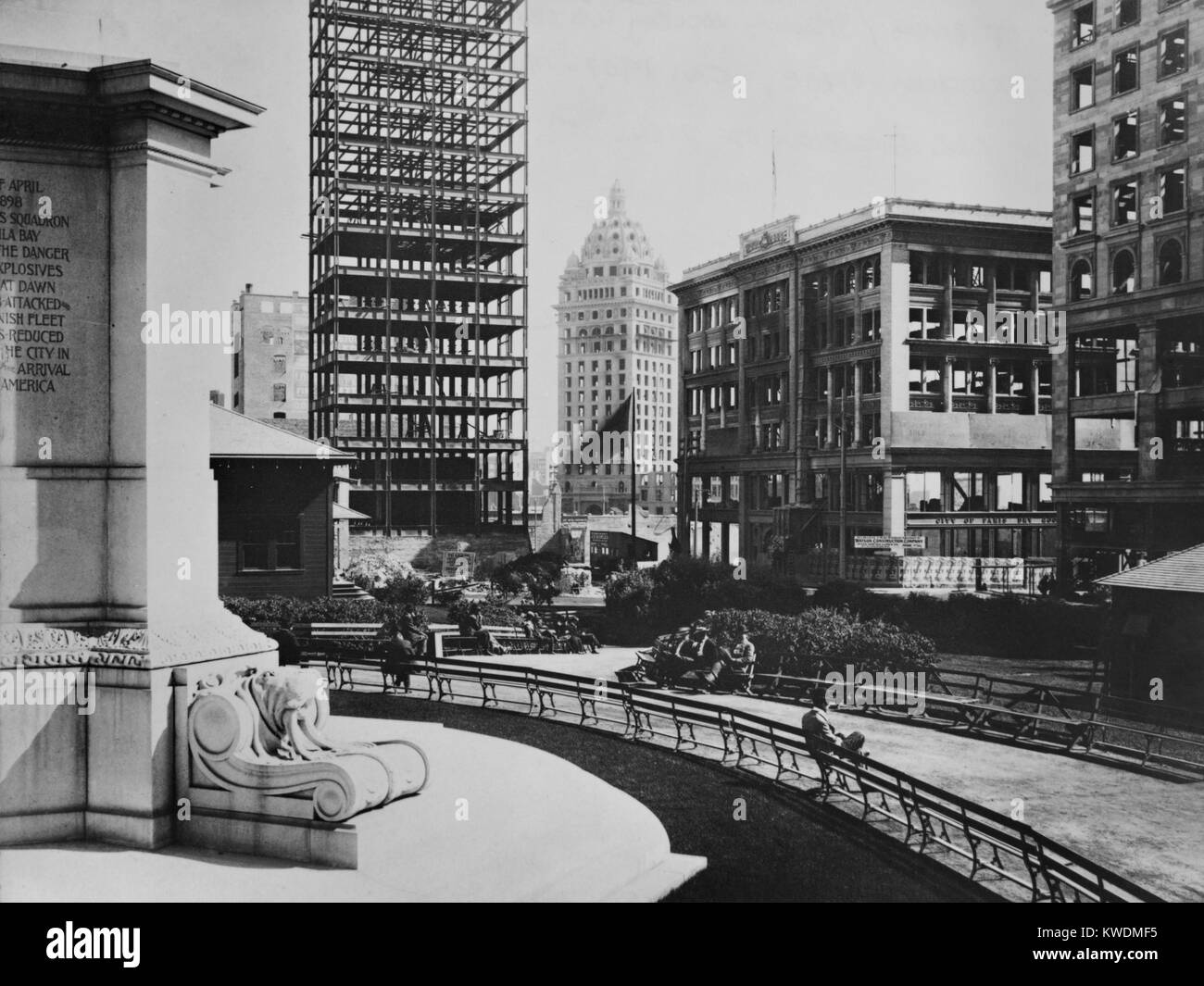 New construction at Geary & Stockton Streets, in 190607, after the San