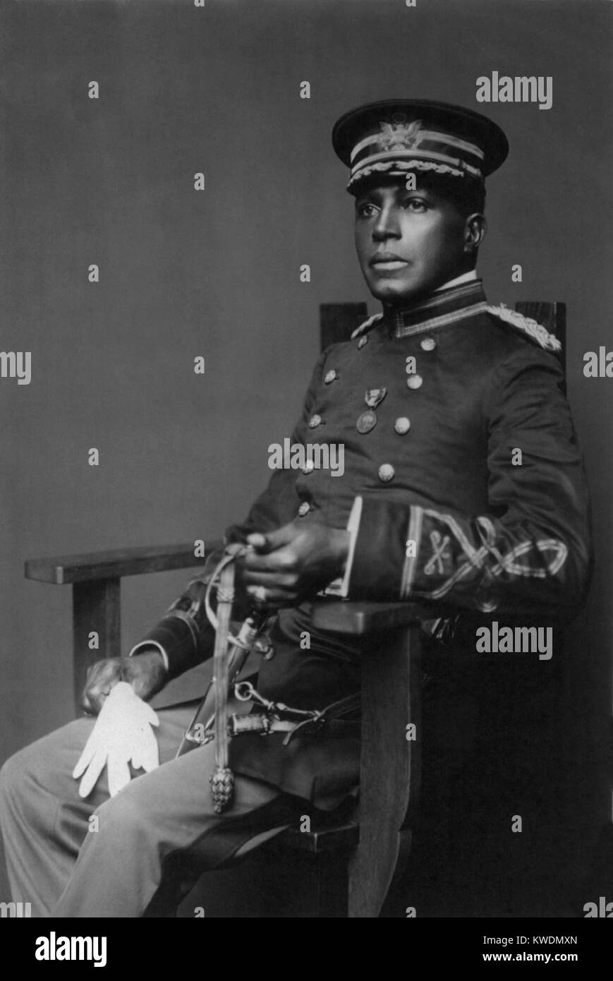 Charles Young was the third African American to graduate from West Point. He endured hazing, social isolation, and racial discrimination throughout his years at the military academy. After graduation, he was with the Ninth U.S. Cavalry and Tenth U.S. Cavalry, the Buffalo Soldiers  (BSLOC 2017 20 102) Stock Photo