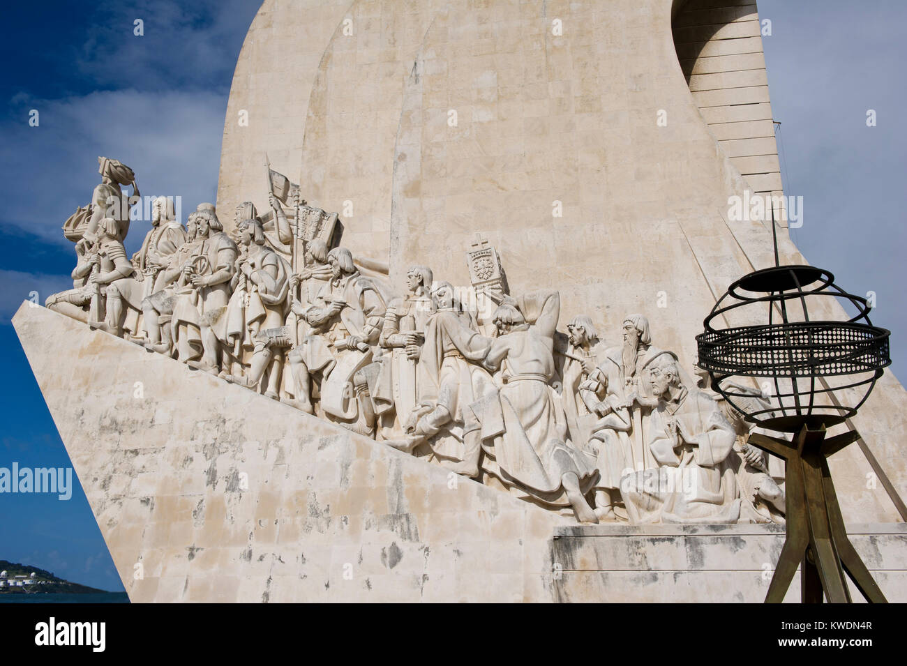 Monument to the Discoveries. It was conceived in 1939 by Portuguese architect José Ângelo Cottinelli Telmo, and sculptor Leopoldo de Almeida. Stock Photo