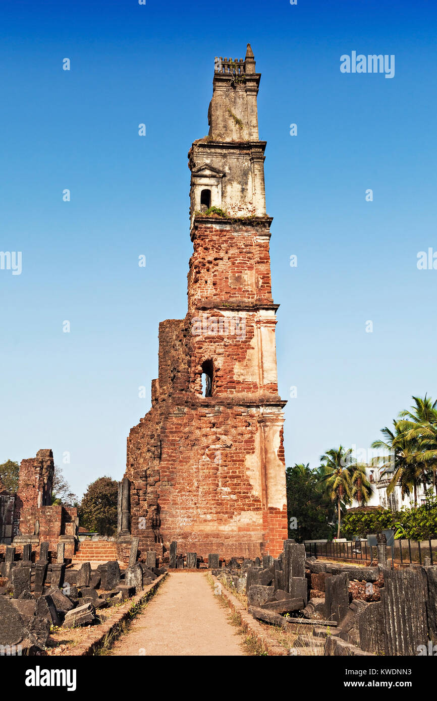 Augustine ruins in Old Goa, Goa state, India Stock Photo