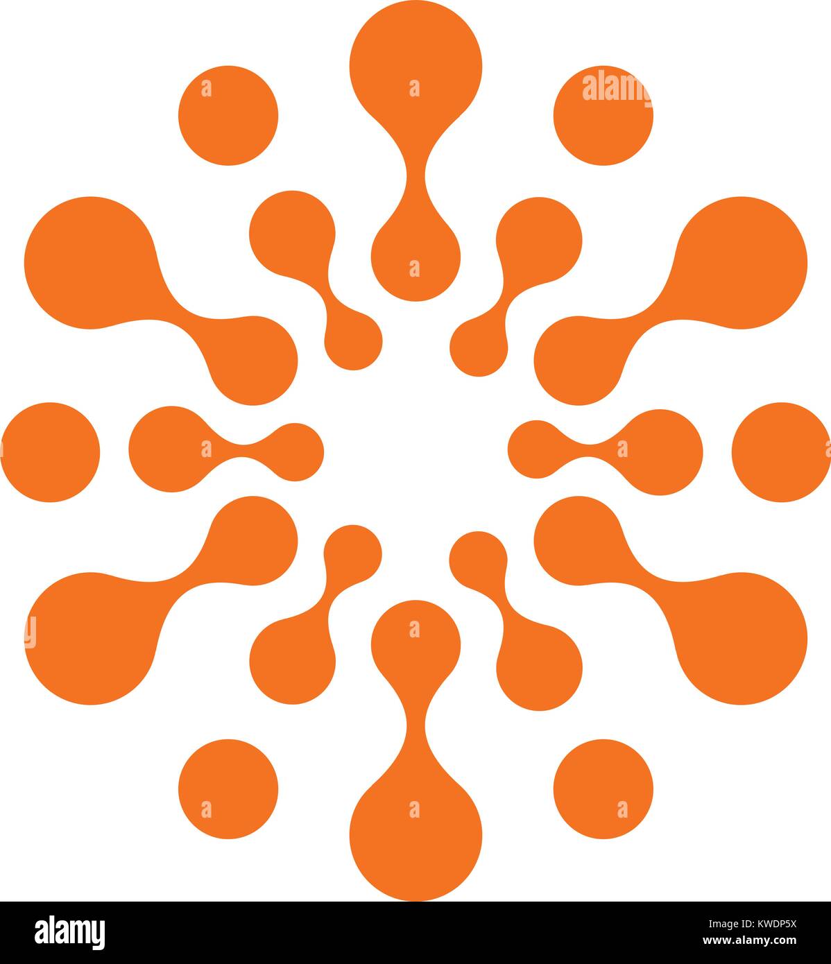 Abstract sun, orange color related circles logo. New technology vector symbol. Stock Vector