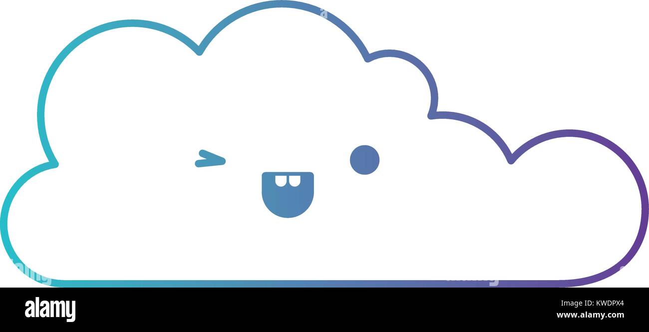 kawaii cloud icon flat in degraded blue to purple color contour Stock ...