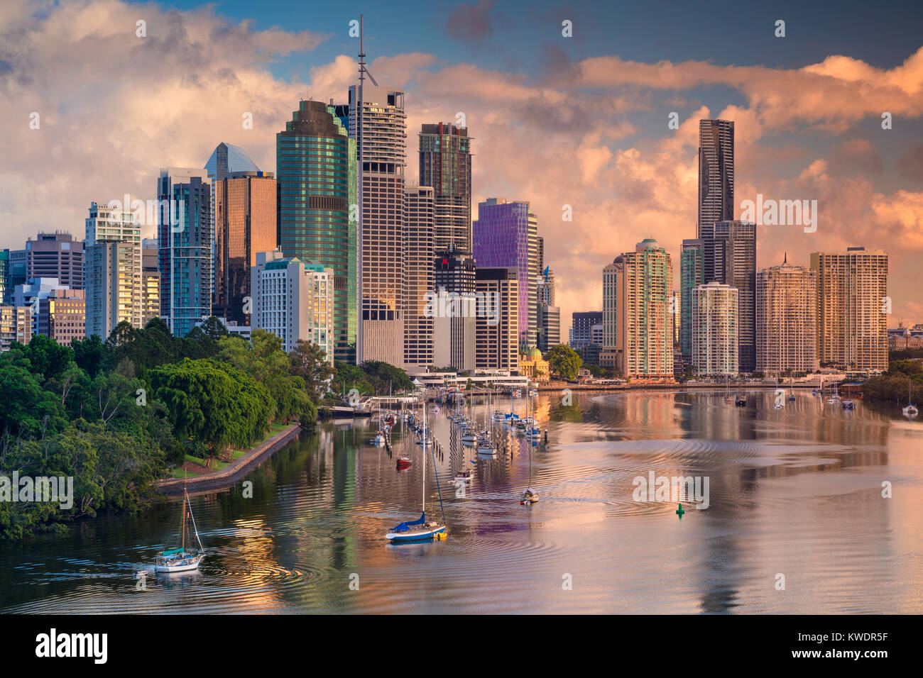 Brisbane. Cityscape image of Brisbane skyline, Australia during sunrise. Stock Photo