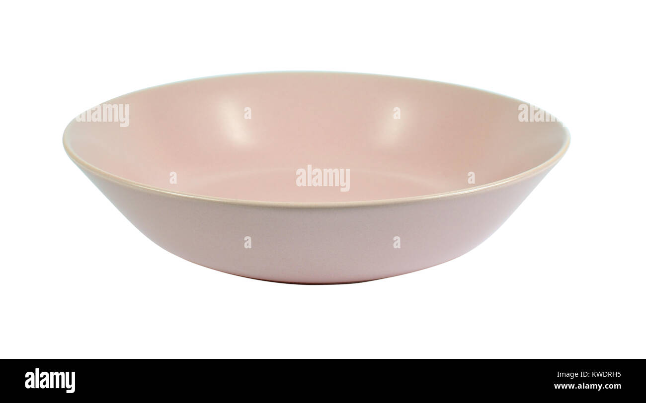 Round pink porcelain plate isolated on white background Stock Photo - Alamy