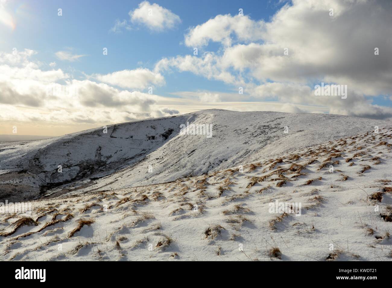 Foel Cwmcerwyn highest piont on the Preseli Hills in snow Pembrokeshire Wales Cymru UK GB Stock Photo