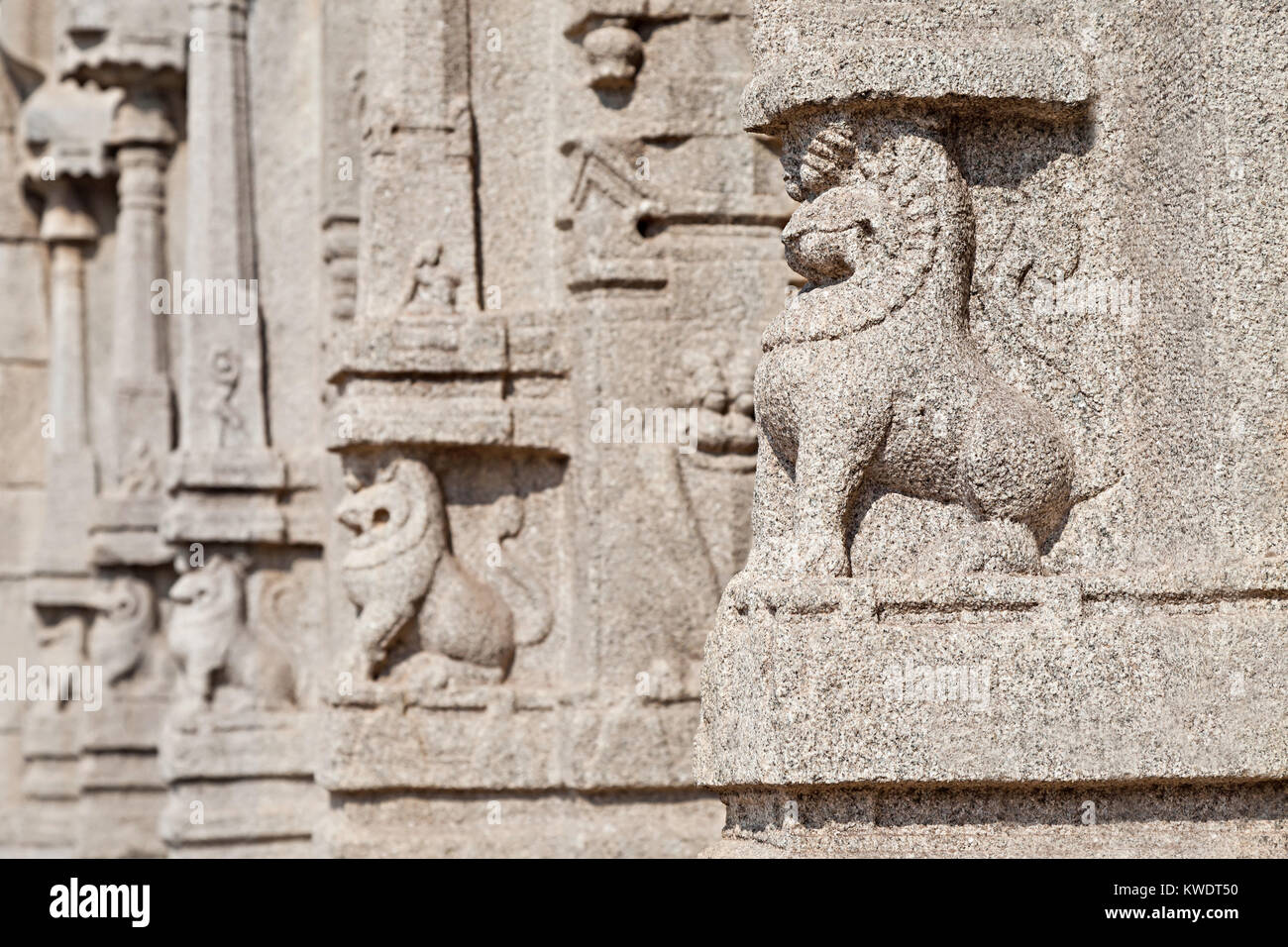 Carving on hindu temple, Hampi, India Stock Photo