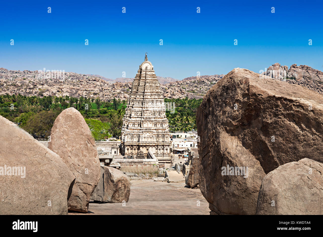 Virupaksha hindu temple and ruins, Hampi, India Stock Photo