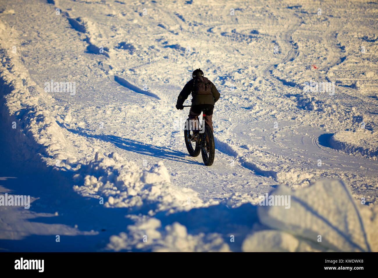 Fat Bike takes to the snow Stock Photo