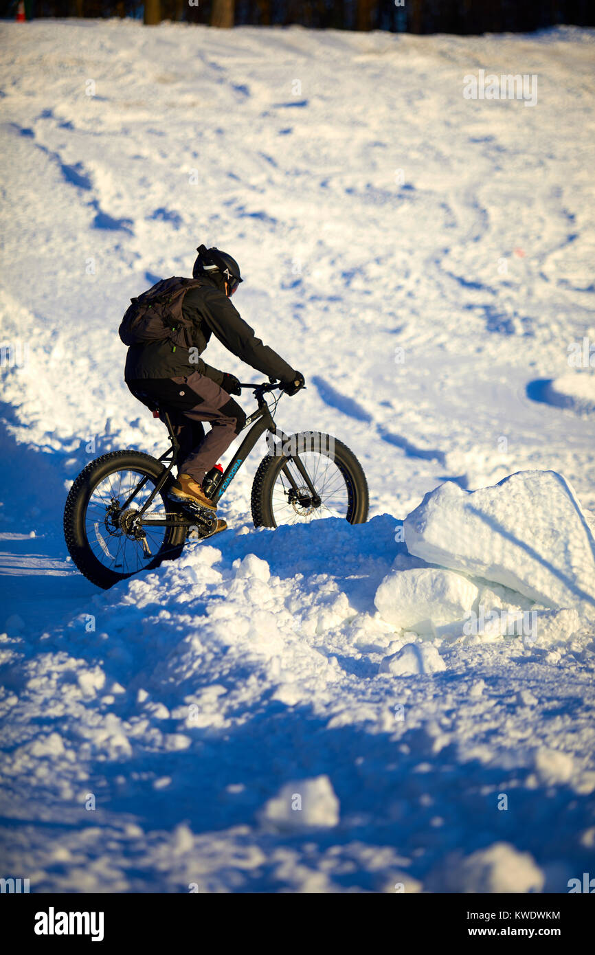 Fat Bike takes to the snow Stock Photo