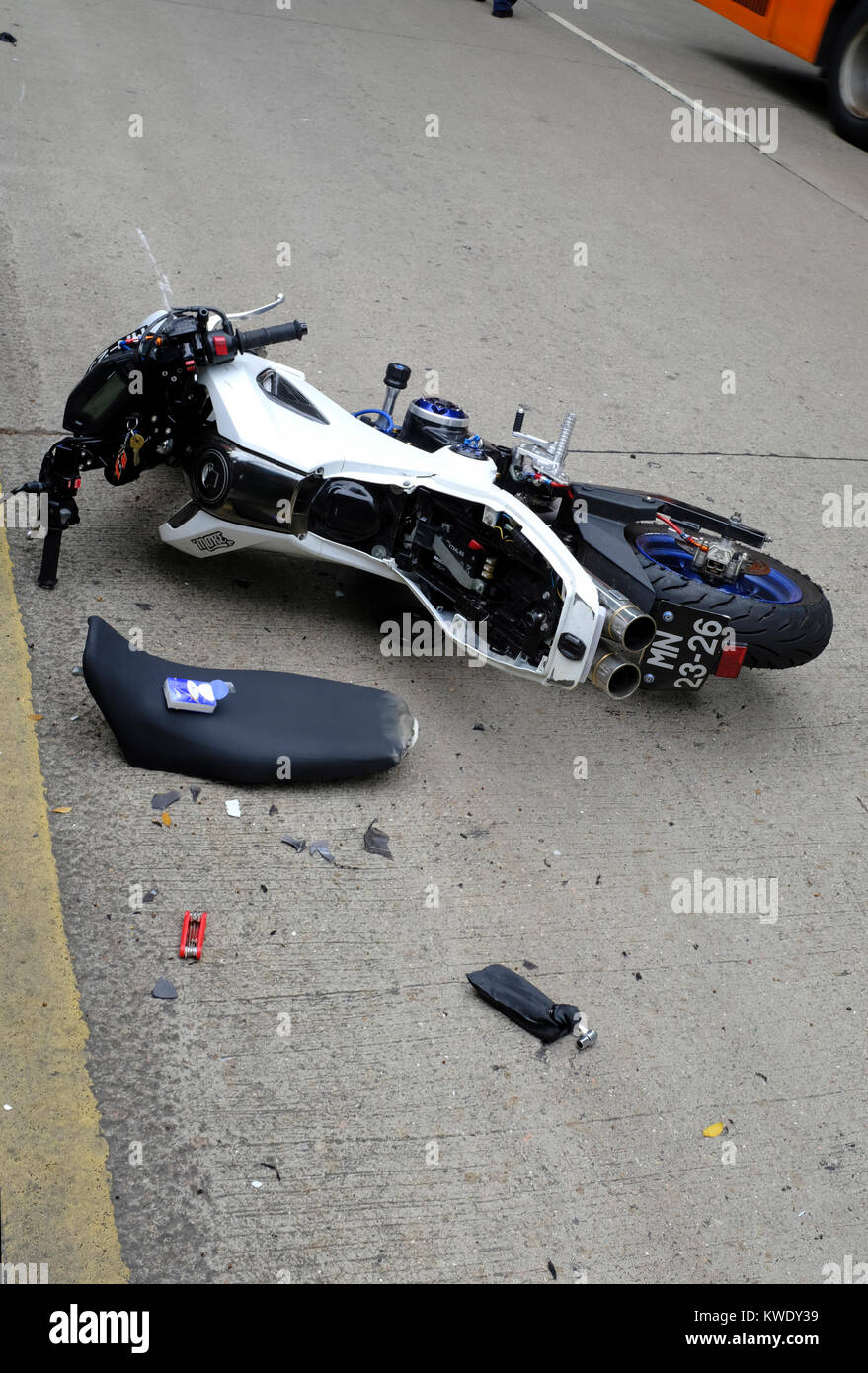 Crashed scooter in Macau SAR, China Stock Photo