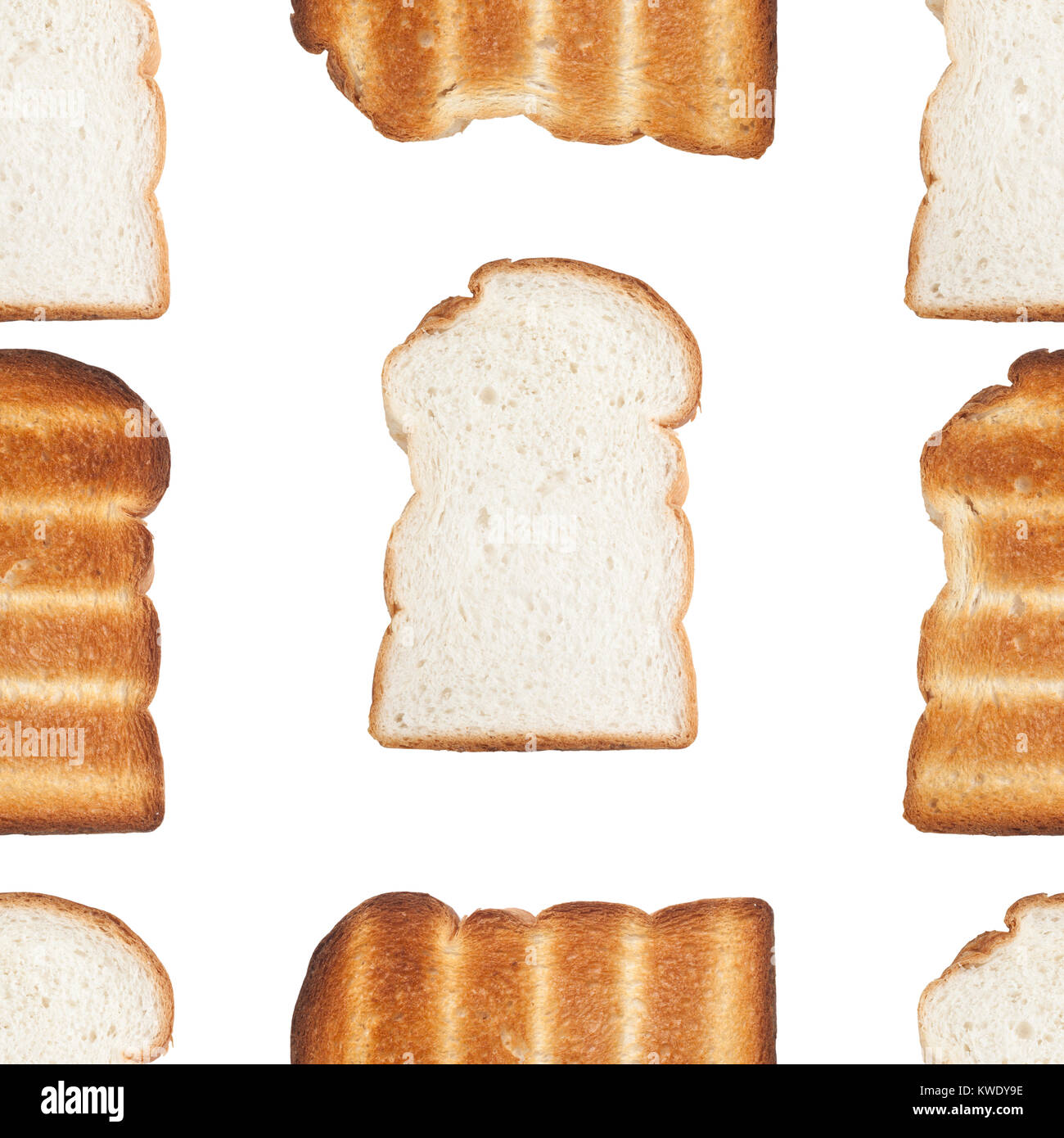 Plain sliced bread and toast isolated on white background Stock Photo