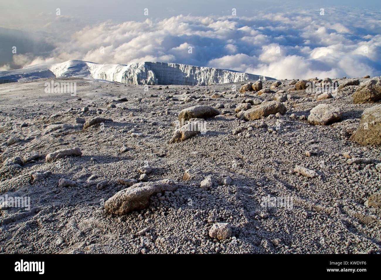 Glacier on the summit of Mt Kilimanjaro Stock Photo