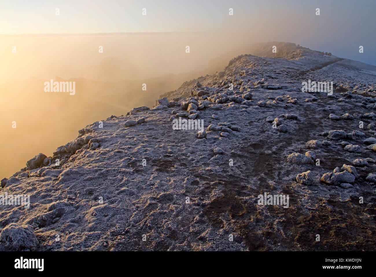 Dawn on the summit of Mt Kilimanjaro Stock Photo