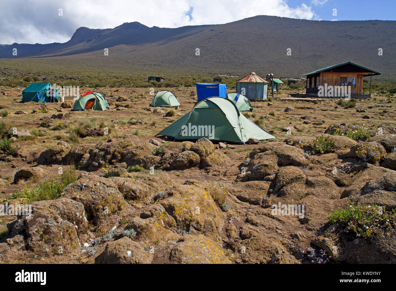 Shira One camp on Mt Kilimanjaro Stock Photo