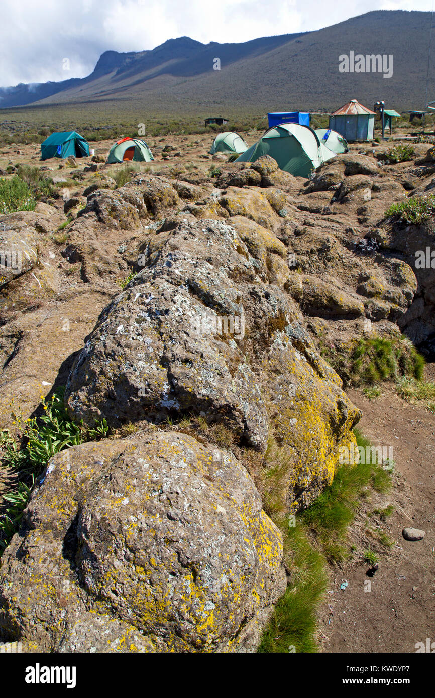 Shira One camp on Mt Kilimanjaro Stock Photo