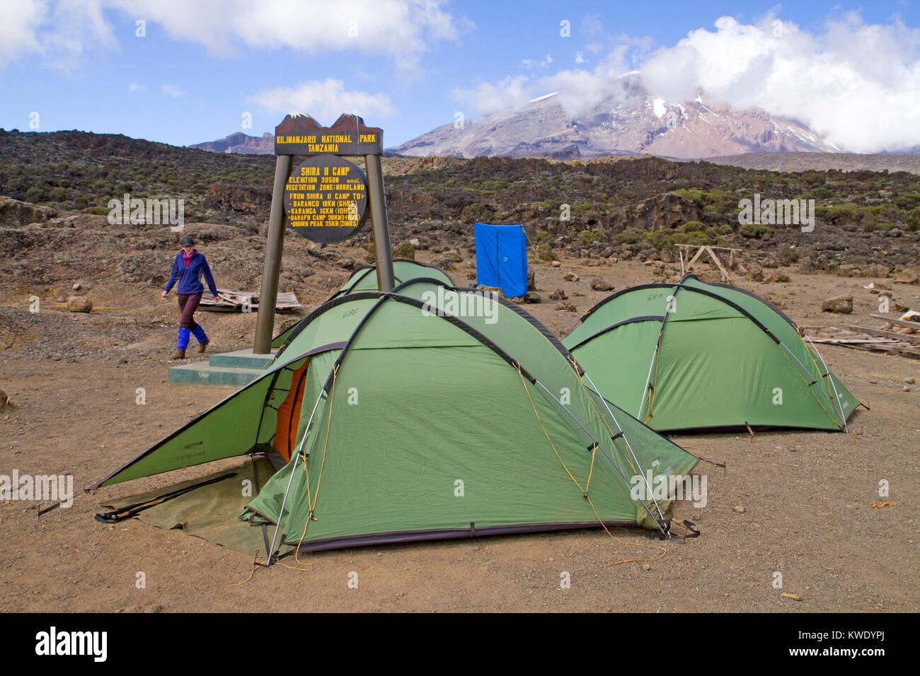 Shira Two camp on Mt Kilimanjaro Stock Photo