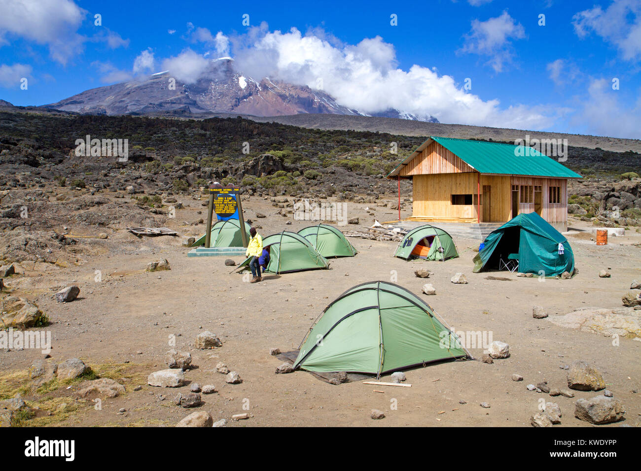 Shira Two camp on Mt Kilimanjaro Stock Photo