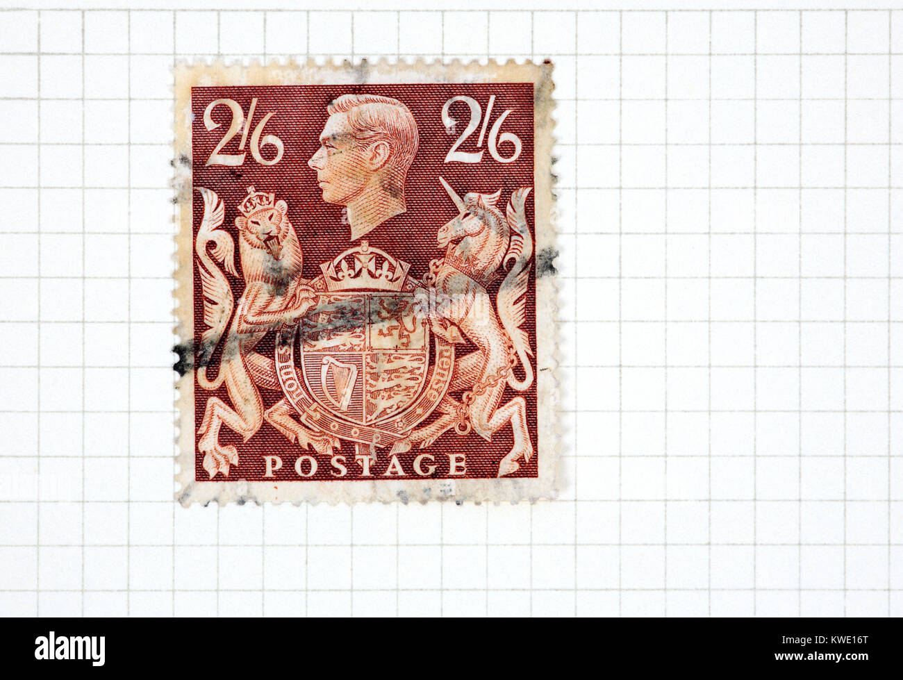 A used King VI 2s 6d brown stamp of 193948 issue from a
