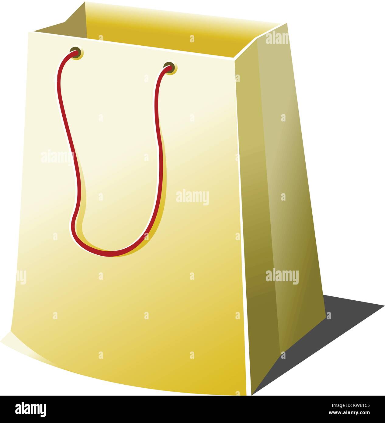 Empty paper shopping bag with rope handles on white background Stock Vector