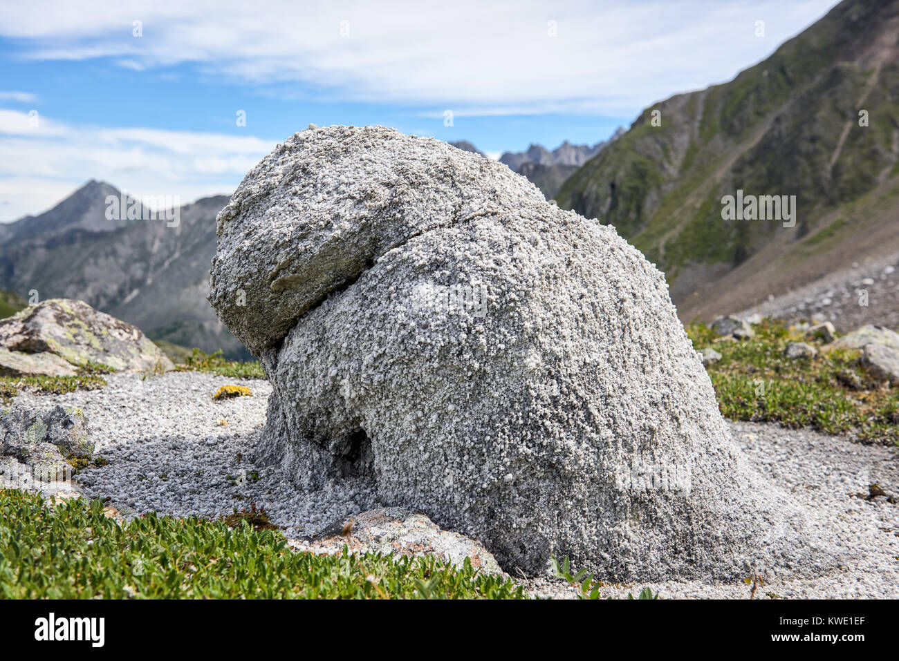 Rocky outcrop. Shape of stone is similar to figure of mythical animal. Photographed in mountains of Eastern Sayan Stock Photo
