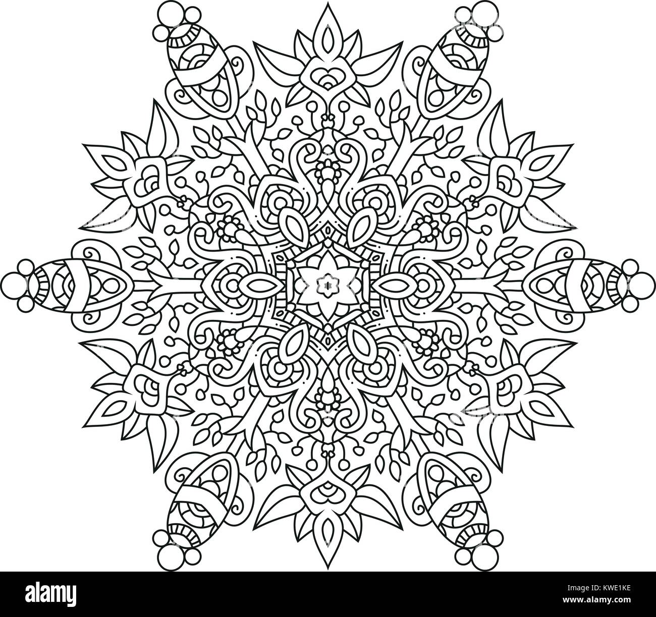 Black and white mandala vector isolated on white. Vector hand drawn ...