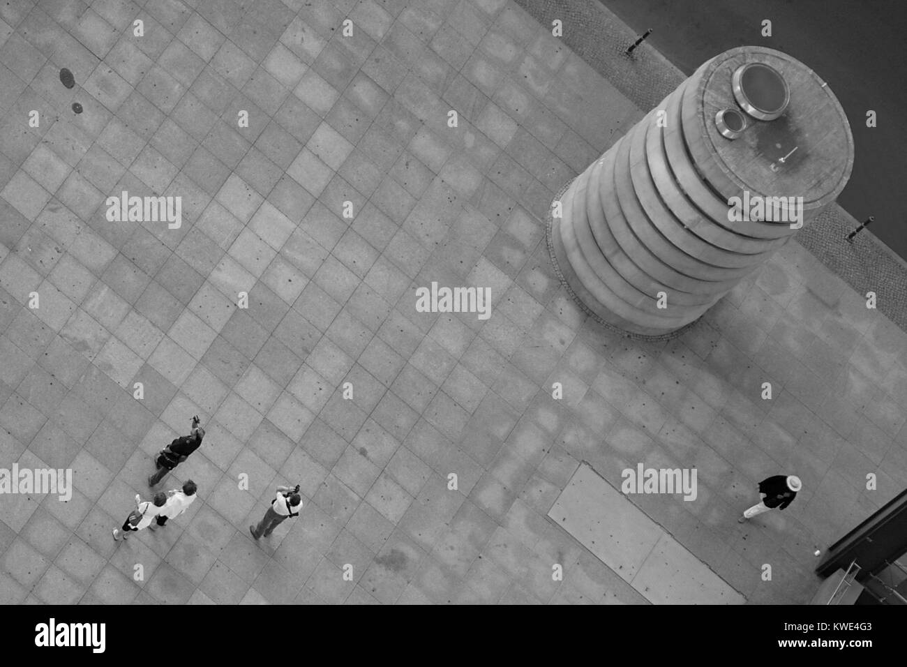 Some tourists in a Berlin street seen from above. Stock Photo