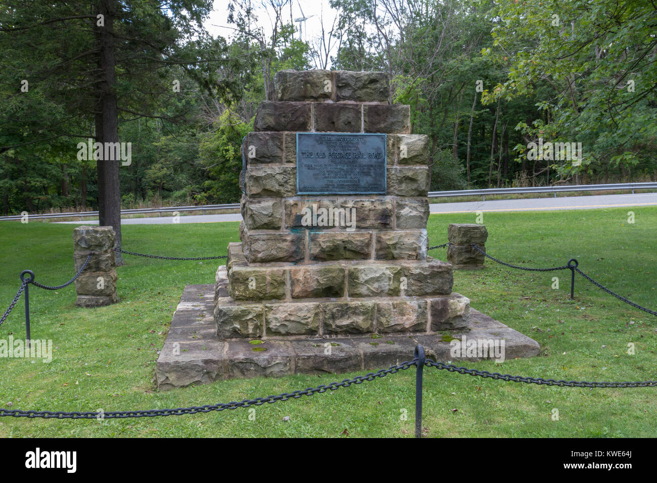 100th year Anniversary Memorial to the Allegheny Portage Railroad National Historic Site, Blair county, Pennsylvania, United States. Stock Photo