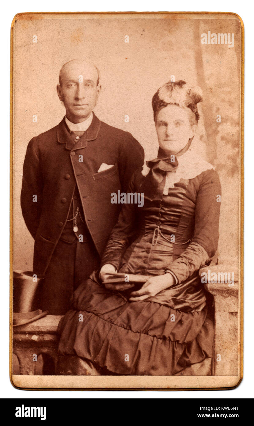 Alfred and Bessie Lambert, circa 1870: studio photograph produced as a carte de visite Stock Photo