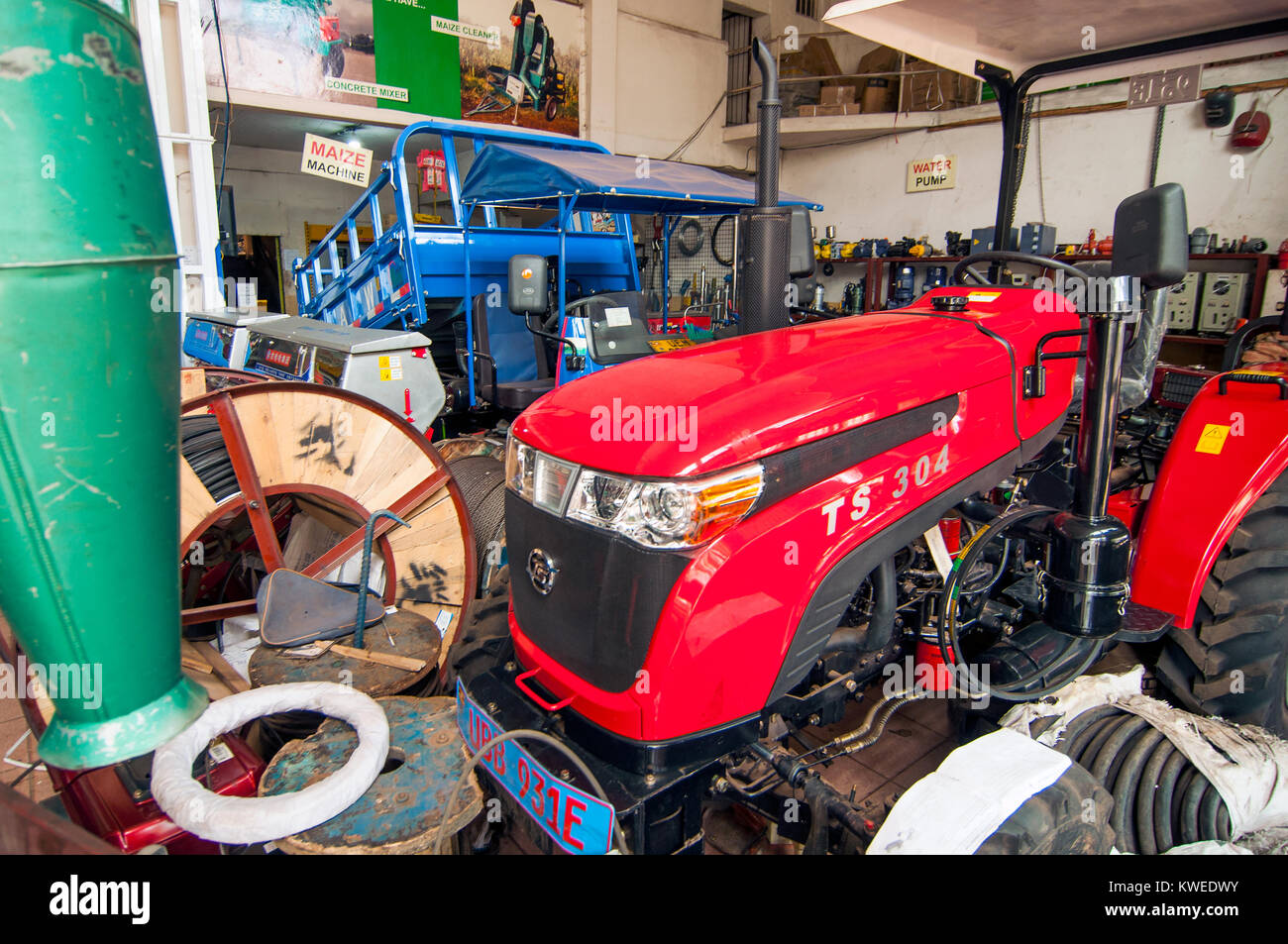 Interior, farming equipment store, Jinja Road, Kampala, Uganda Stock