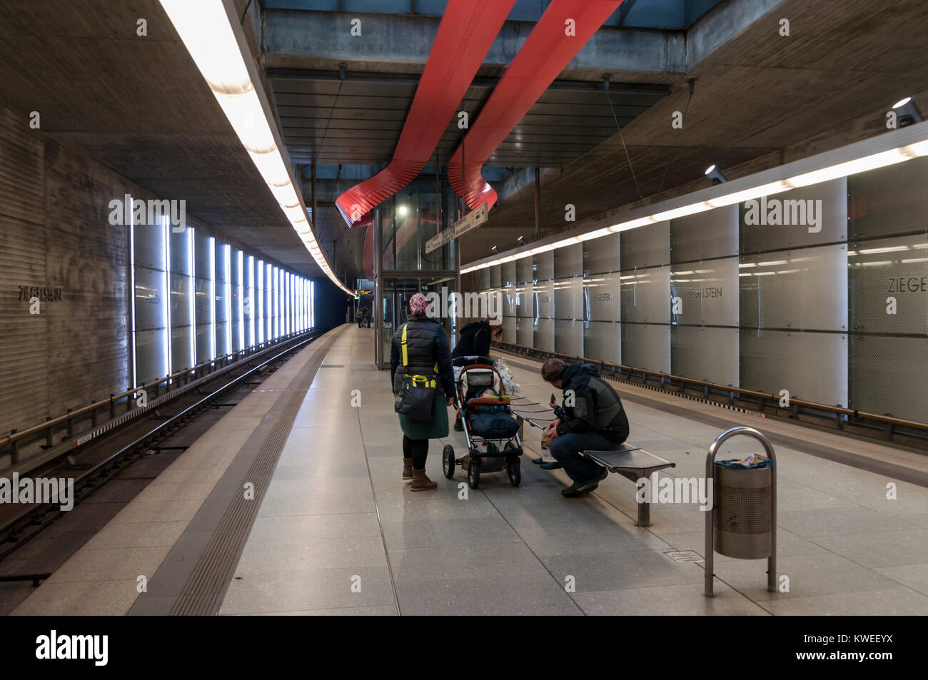Station on the U2 line of the Nuremberg Underground System, Germany, Europe Stock Photo