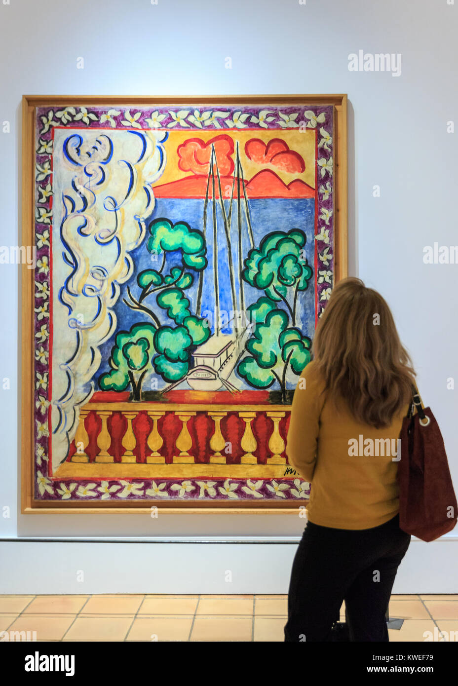 Visitor looking at 'Window in Tahiti', 1935, by Henri Matisse, at the Matisse  Museum, Nice, France, editorial only Stock Photo - Alamy