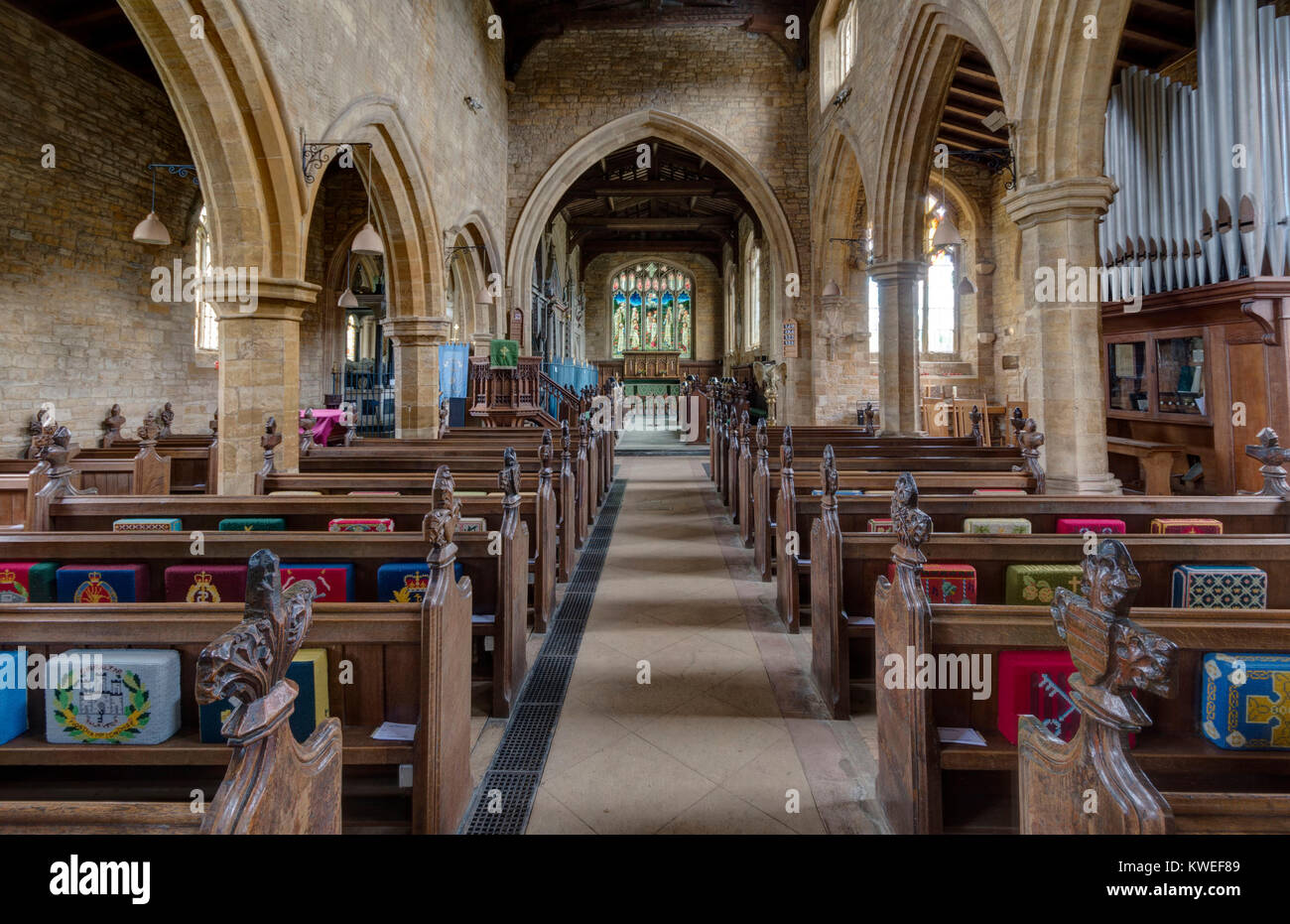 The interior of the church of St Mary, Great Brington, Northamptonshire