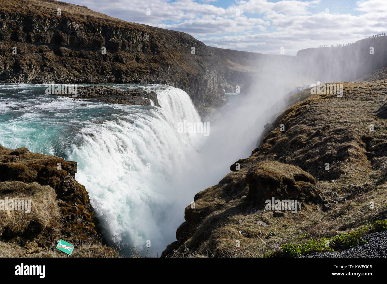 Gulfoss waterfall located in the canyon of the Olfusa River in southwestern Iceland. Stock Photo