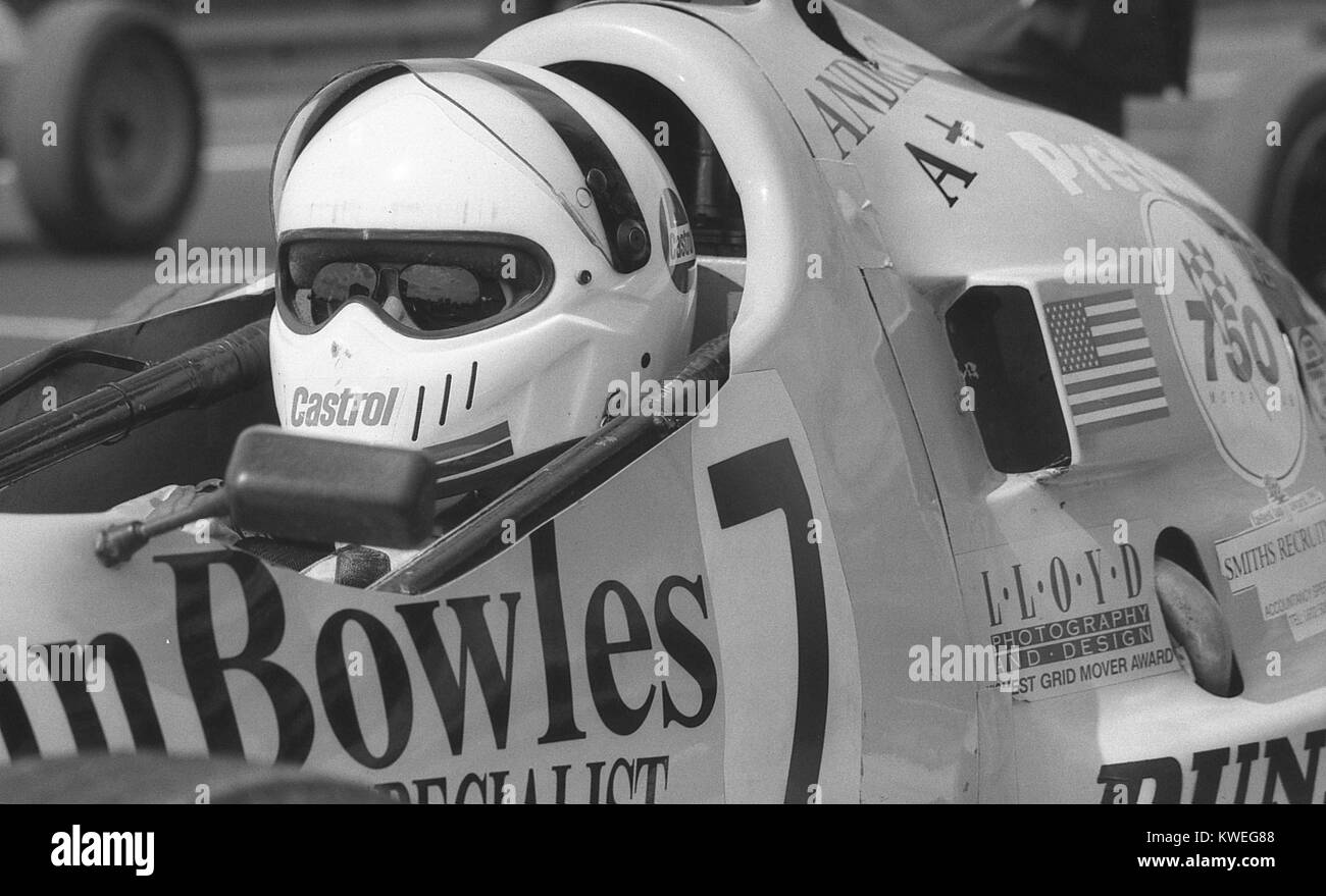 American racing driver Andres Serrano at Oulton Park in 1992 Stock Photo