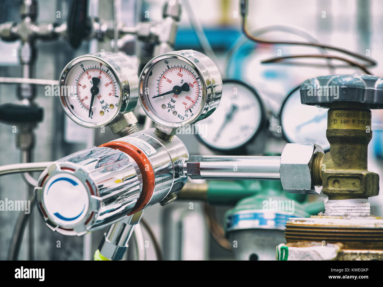 Valve with connected manometer Stock Photo Alamy