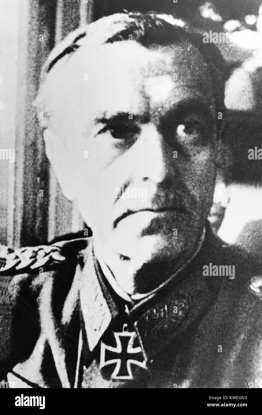 Field Marshal Friedrich von Paulus (1890 - 1957). The highest ranking German Officer captured by the Russians after his Sixth Army surrendered at Stalingrad in 1942. Hitler expected Paulus to commit suicide, repeating to his staff that there was no precedent of a German field marshal ever being captured alive. While in Soviet captivity during the war, Paulus became a vocal critic of the Nazi regime and joined the Soviet-sponsored National Committee for a Free Germany. He moved to East Germany in 1953. Stock Photo