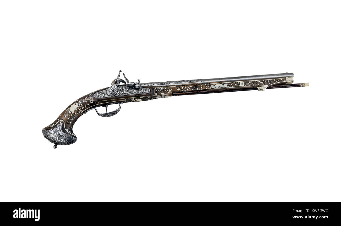 Ancient pistol or musket on a white background Stock Photo - Alamy
