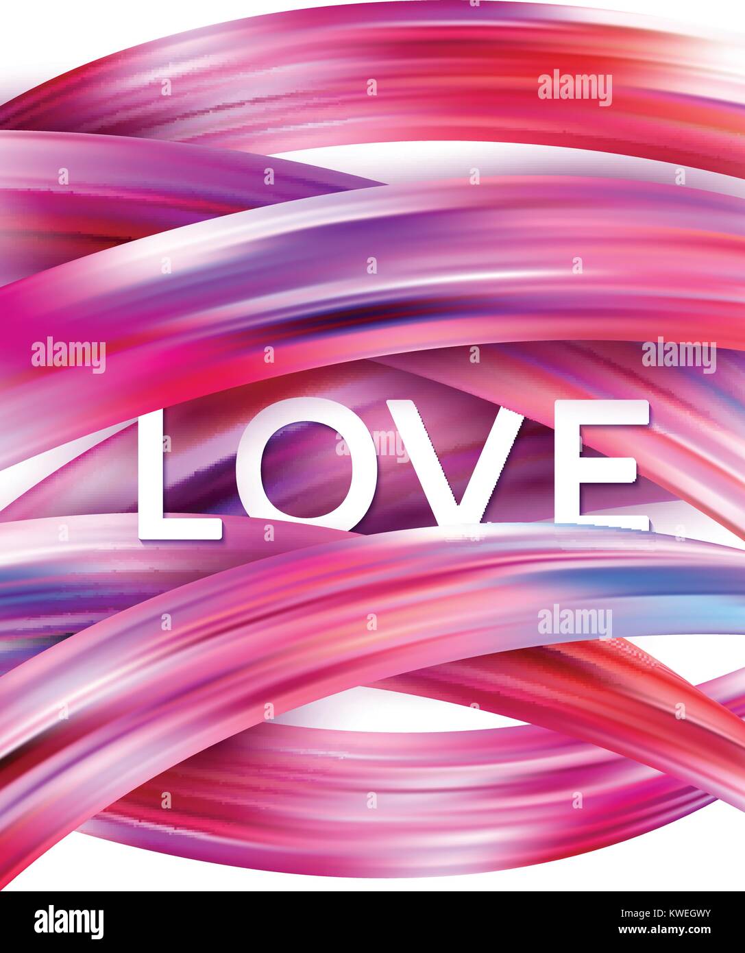Happy Valentines Day card with Hand written Love. Vector illustration ...