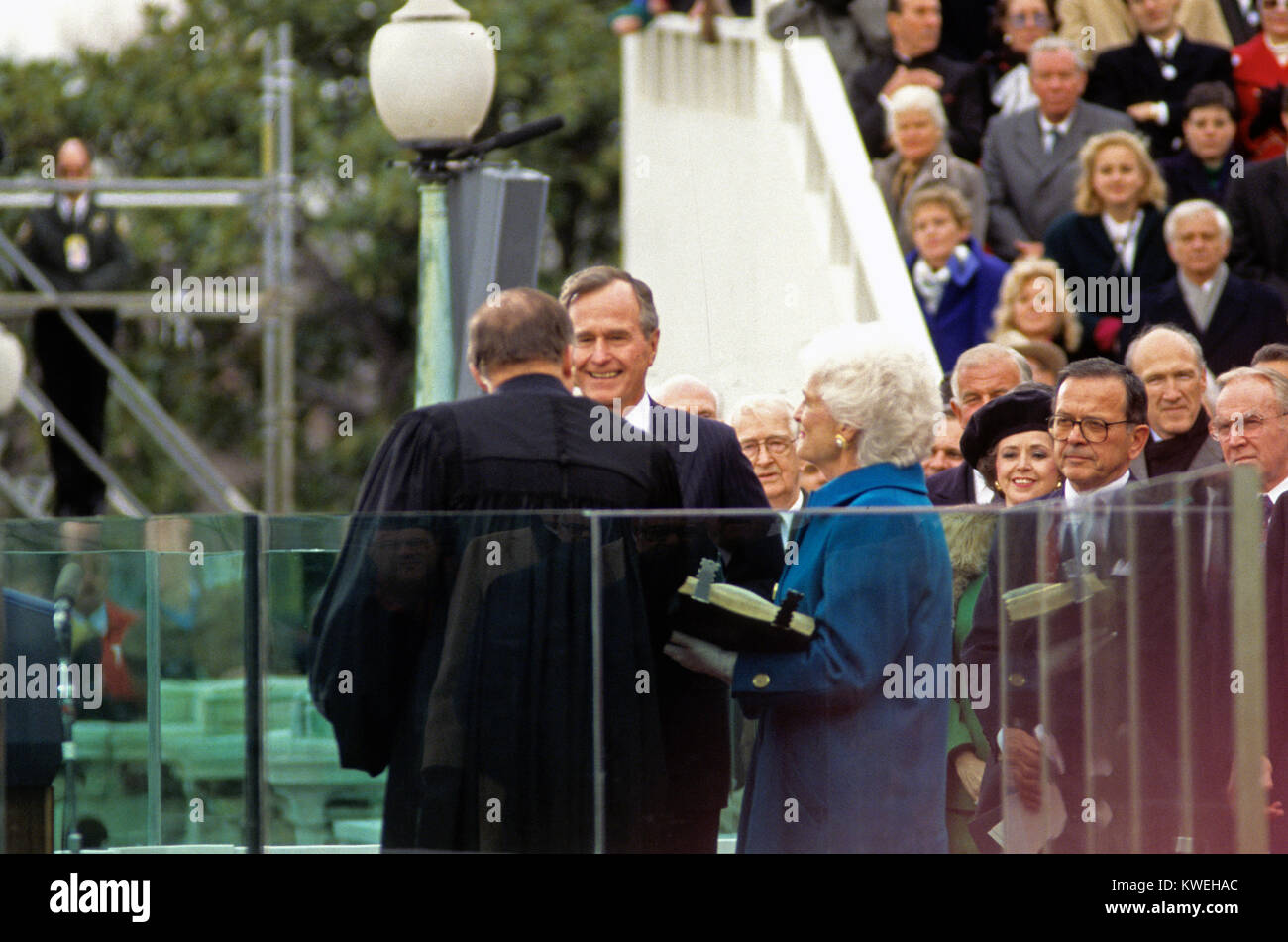 United States President George H W Bush Is Sworn in As 41st President 