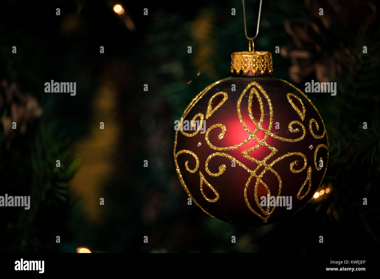 Christmas Ball on a Tree Stock Photo