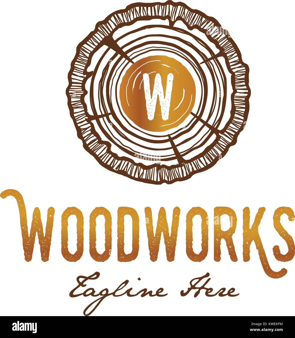 Wood works Carpenter Logo with growth rings classy concept detail of