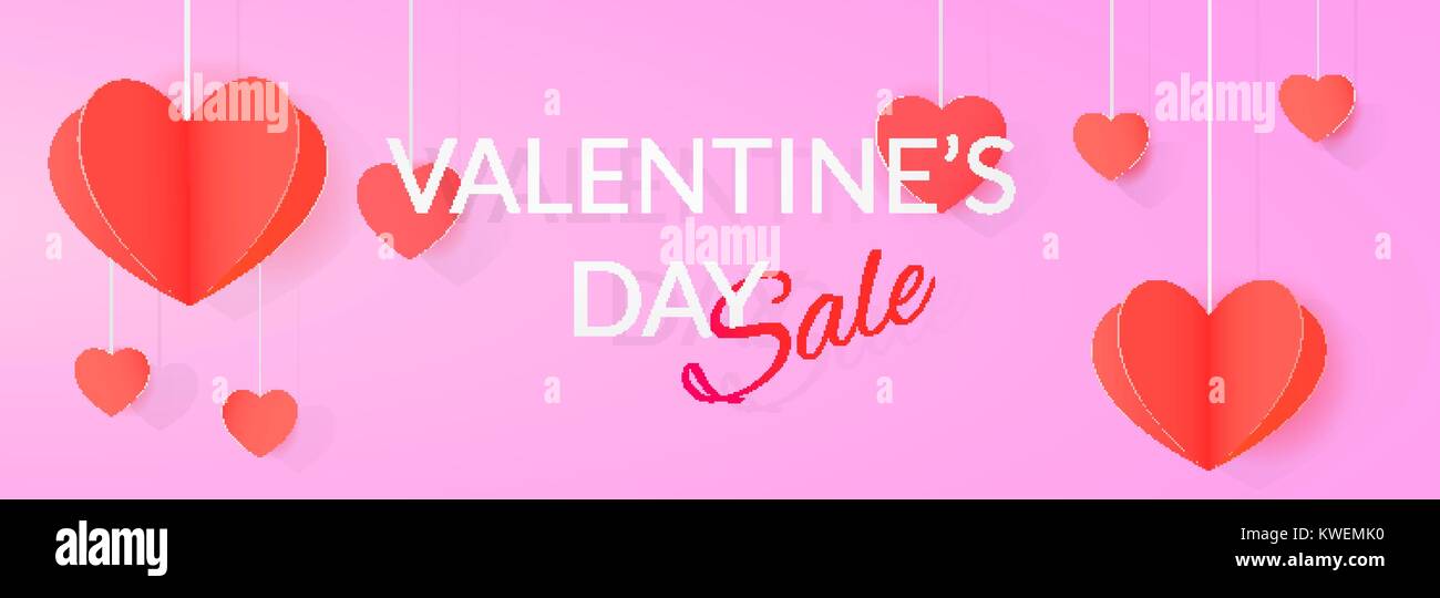 Annual Valentine S Day Sale Banner Vivid Design Stock Vector Art