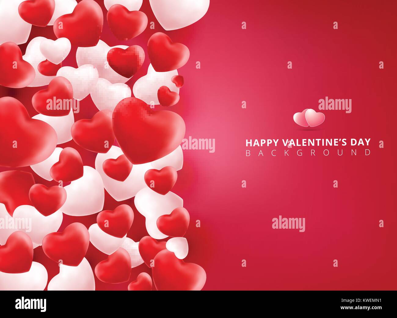 Soft and smooth red and white valentines hearts on pink Background with ...
