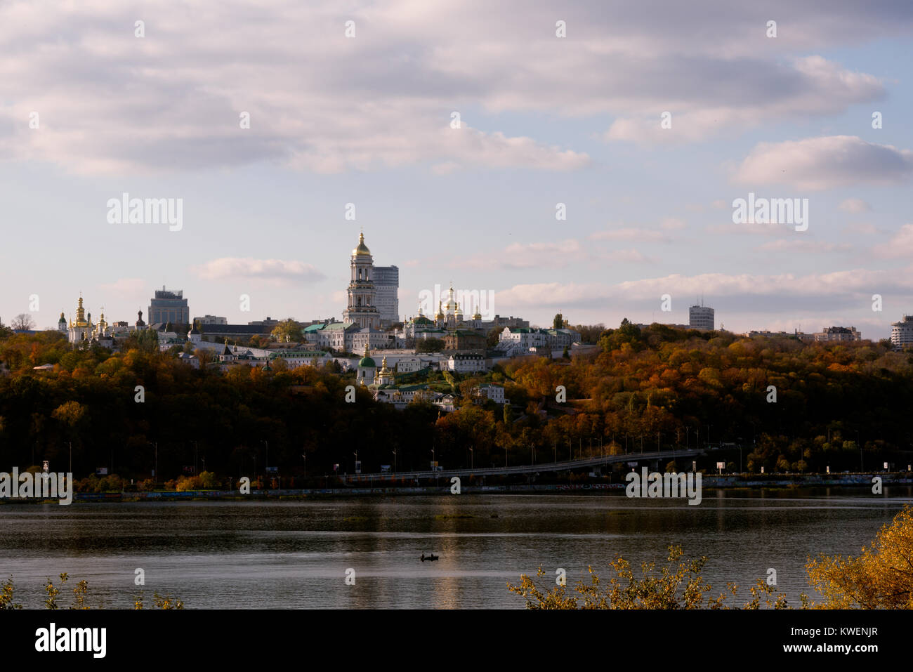 a view of Kyiv Dnipro river in October, Ukraine Stock Photo