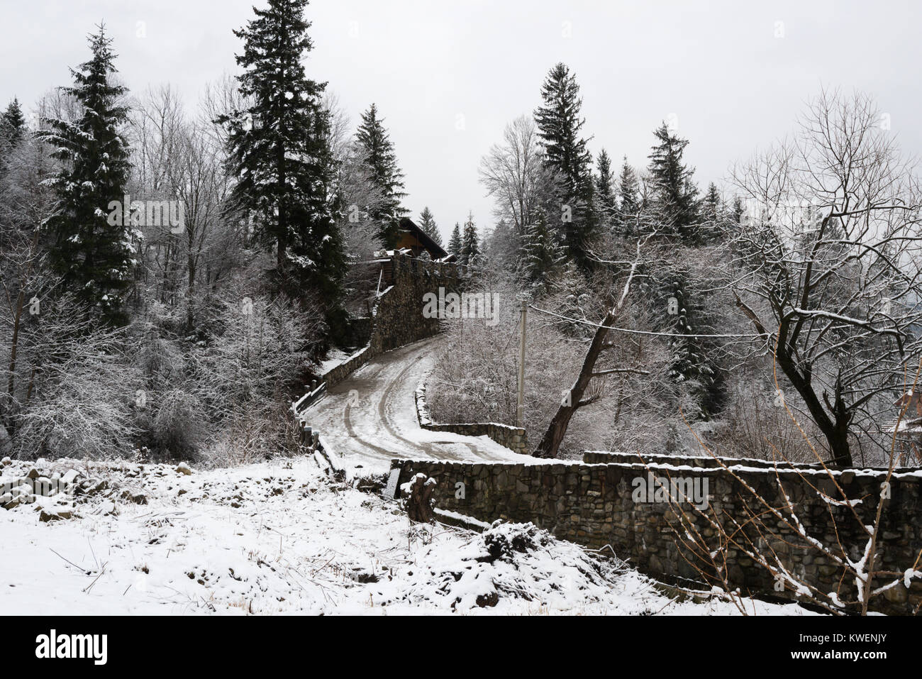 a winter in the Carpathian Mountains Stock Photo
