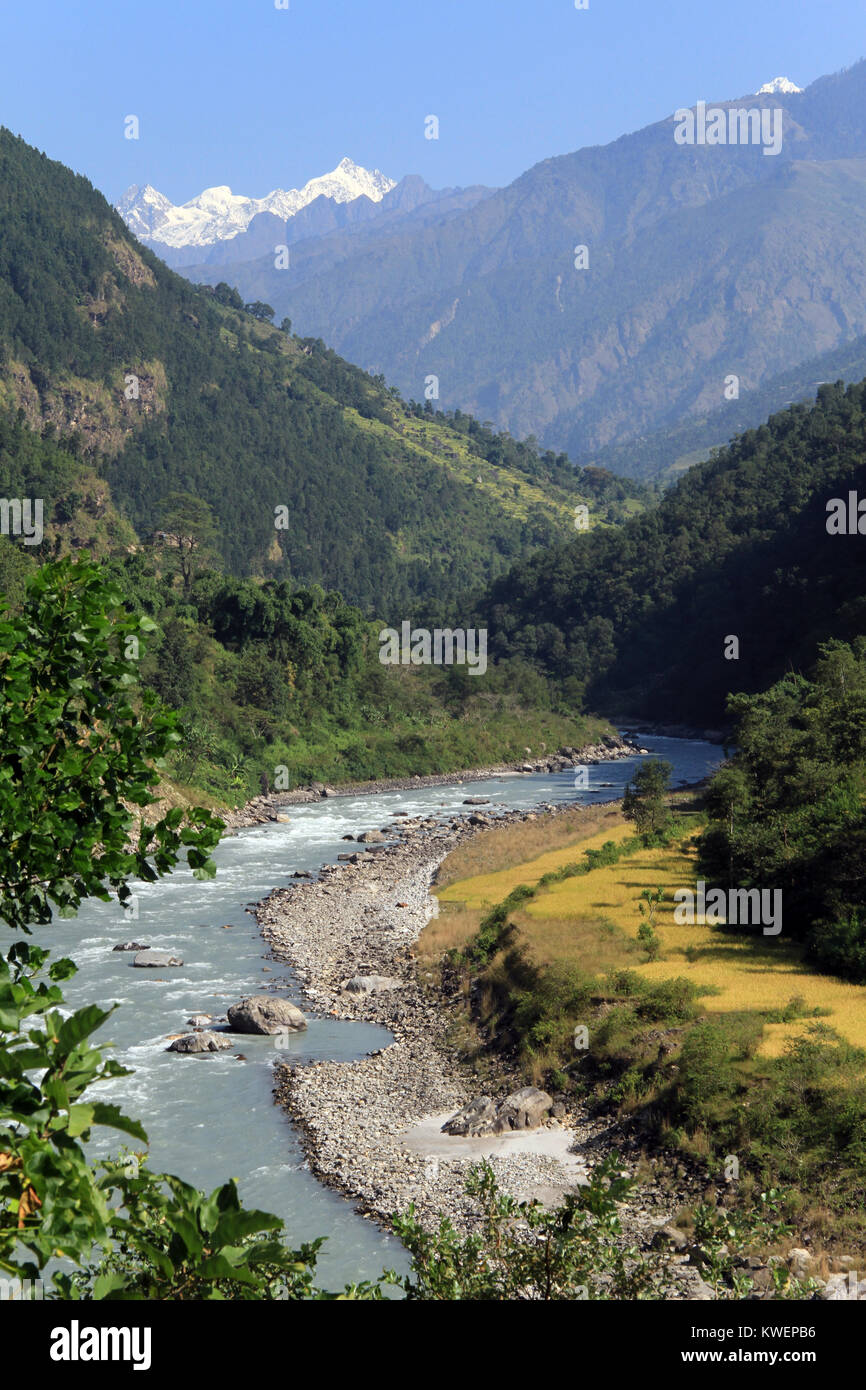 Nepal Rural Valley Mountain and river in rural Nepal Stock Photo - Alamy